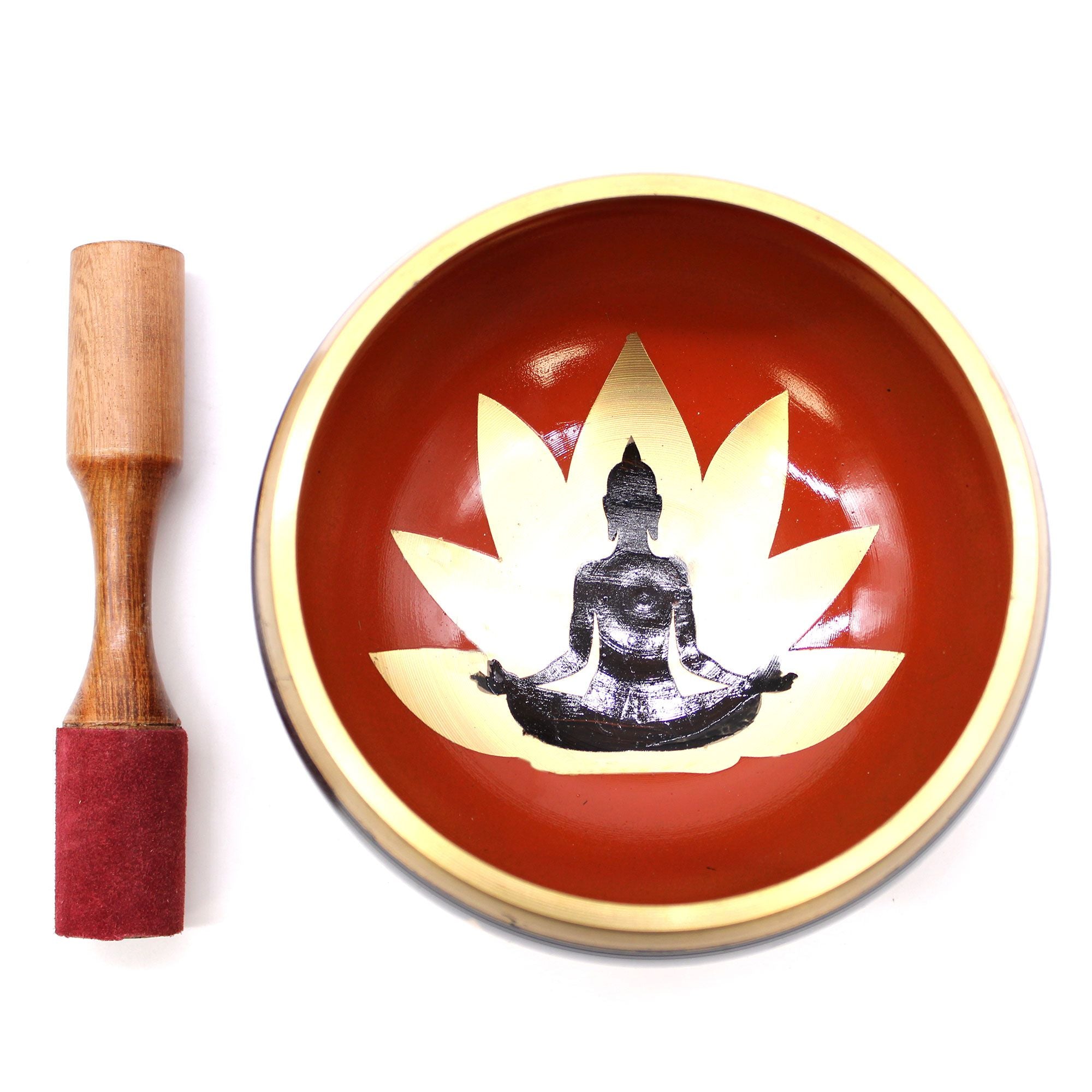 Large Buddha Singing Bowl Set – Black/Orange (14cm)