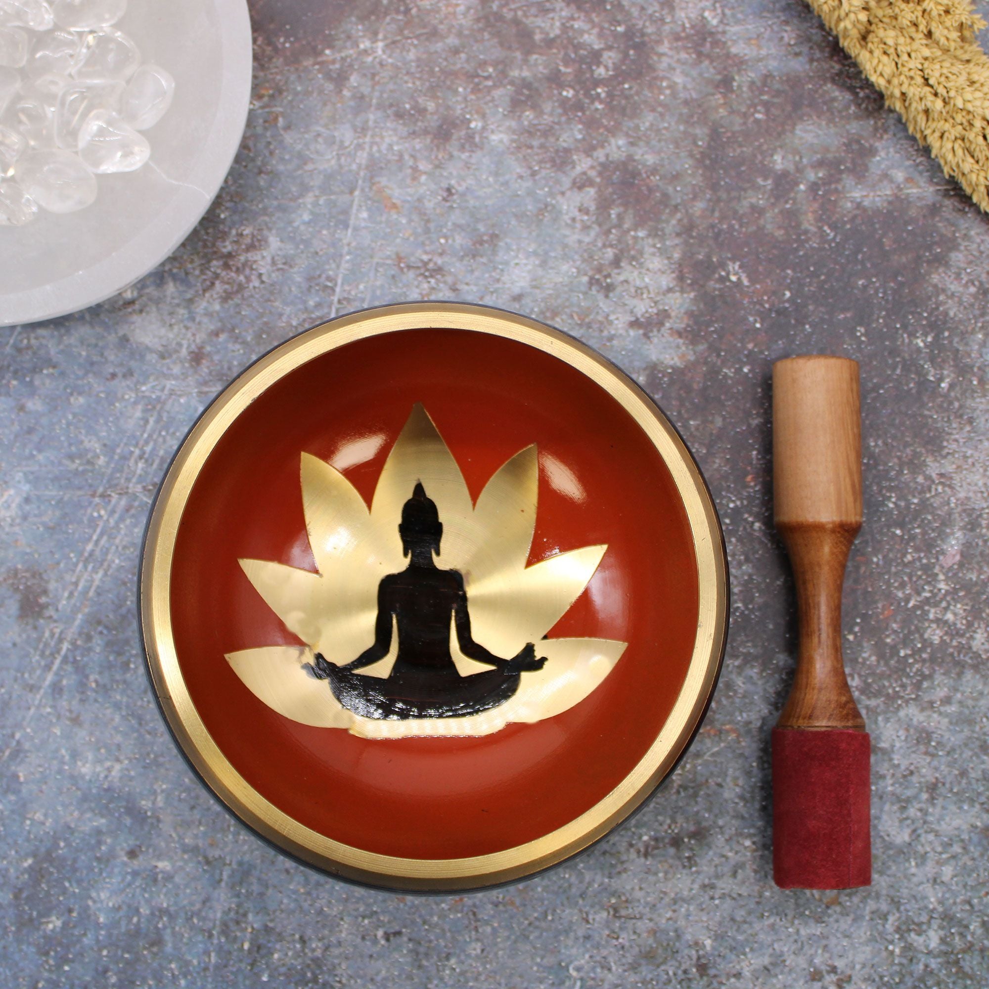Large Buddha Singing Bowl Set – Black/Orange (14cm)
