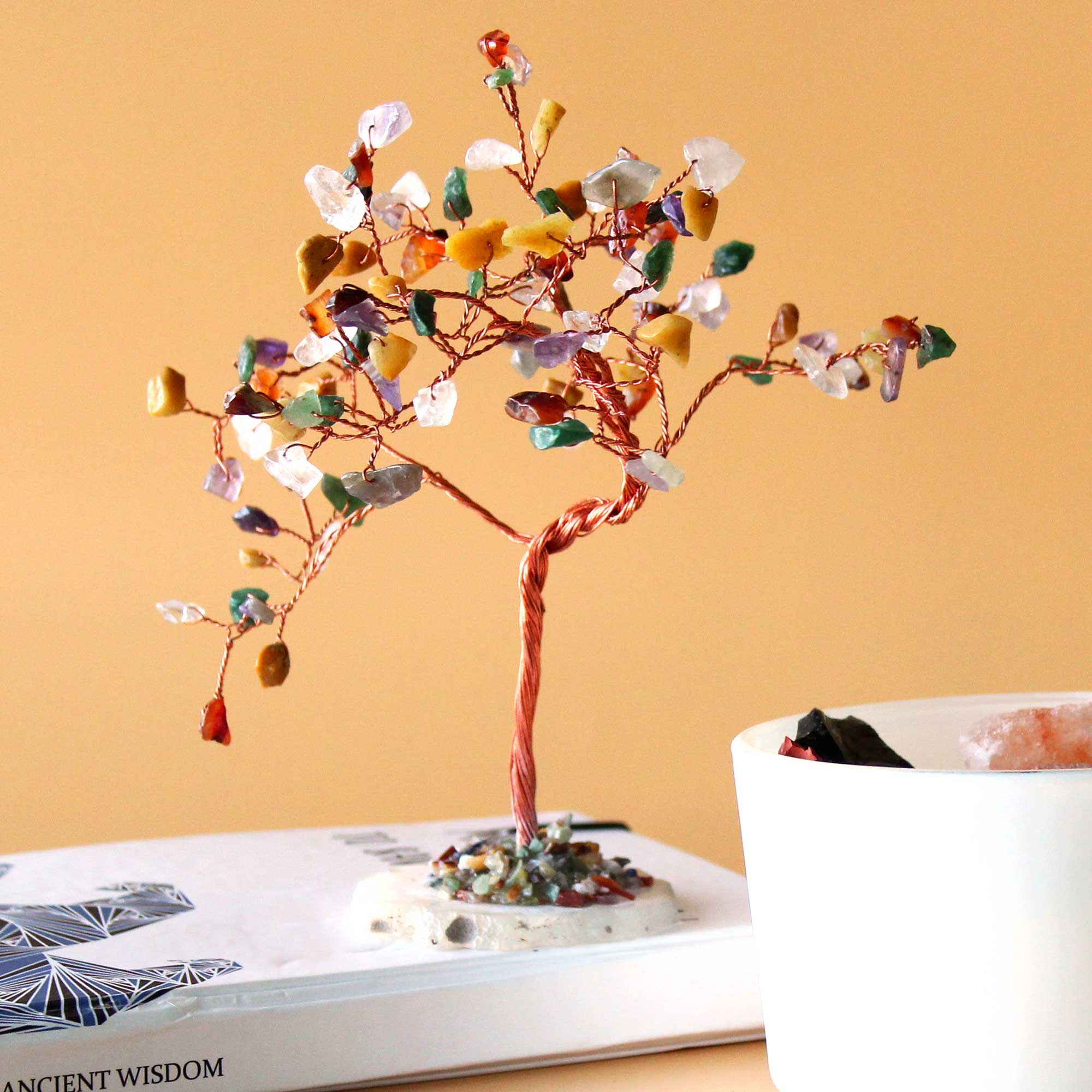 Large Gemstone Tree – Multi Stones on Natural Agate Base (100 stones)