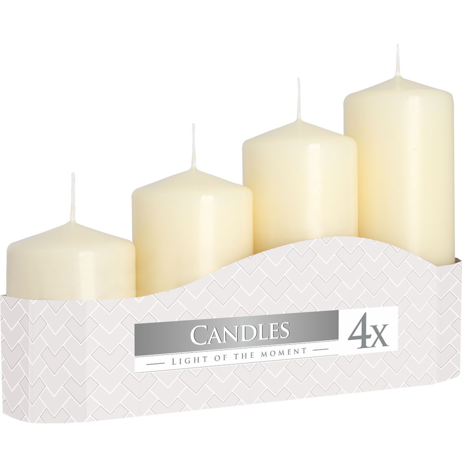 Set of 4 Pillar Candles 50mm – Ivory