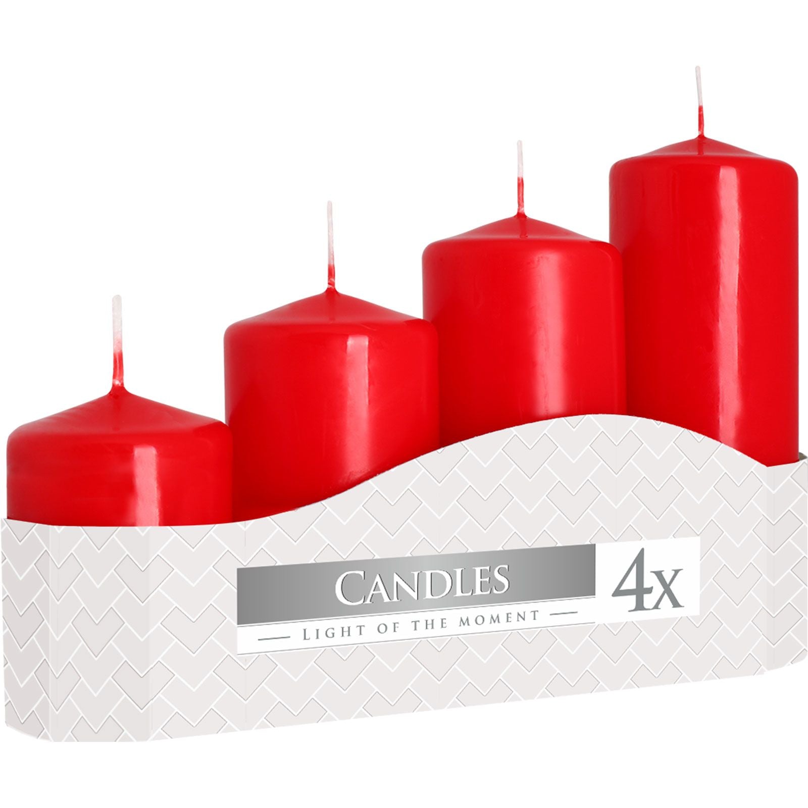 Set of 4 Pillar Candles 50mm – Red