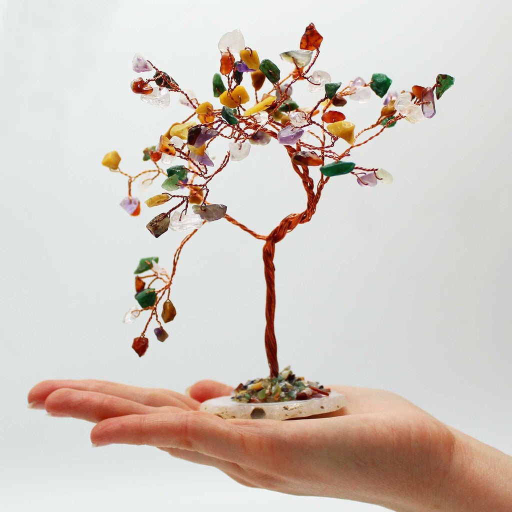 Large Gemstone Tree – Multi Stones on Natural Agate Base (100 stones)