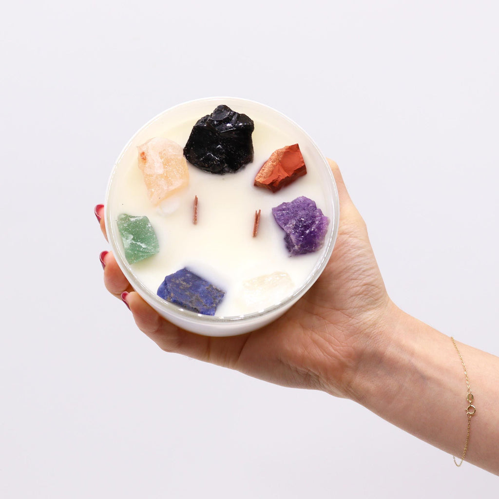 Large Chakra Crystal Candles – Seven Chakra