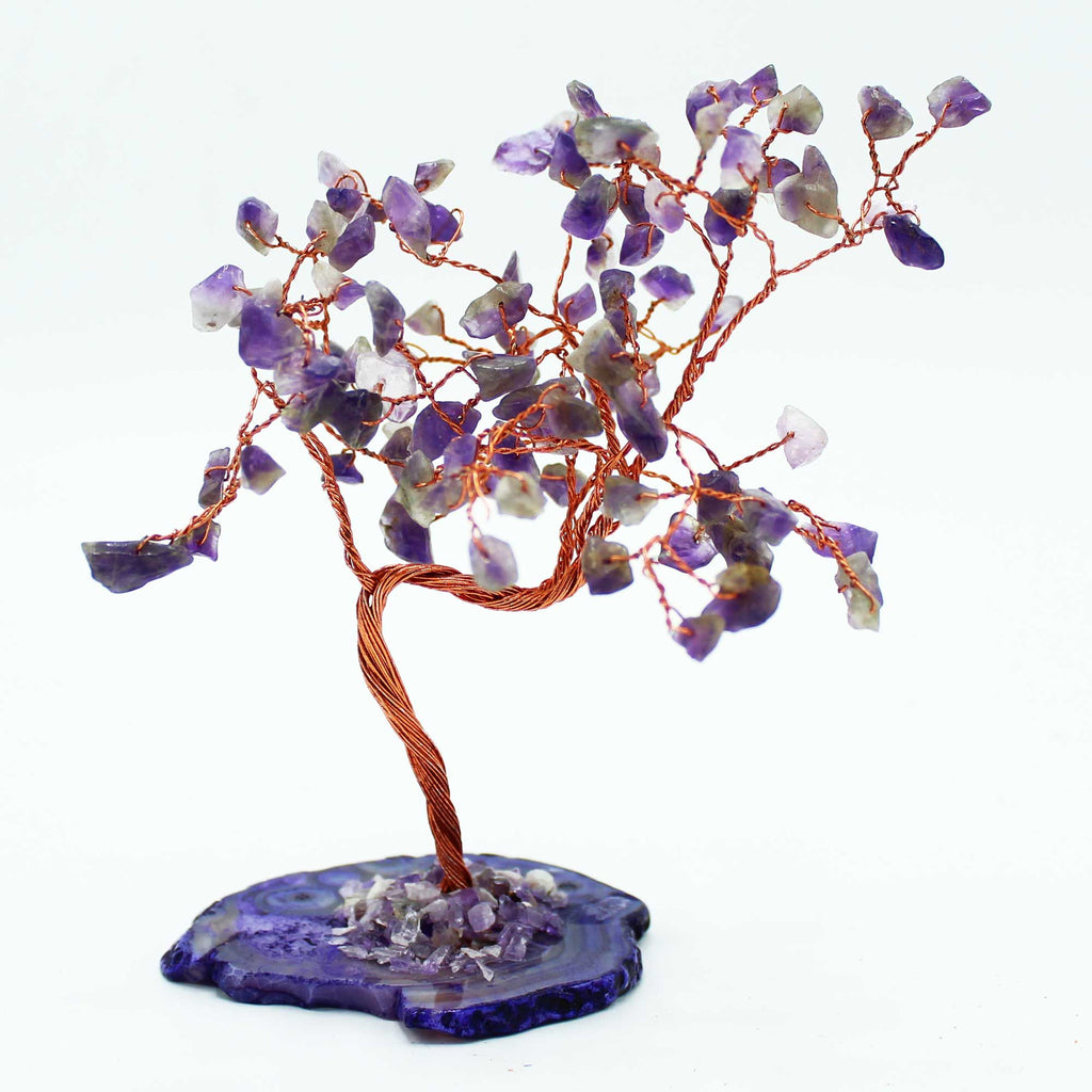 Large Gemstone Tree – Amethyst on Natural Agate Base (100 stones)