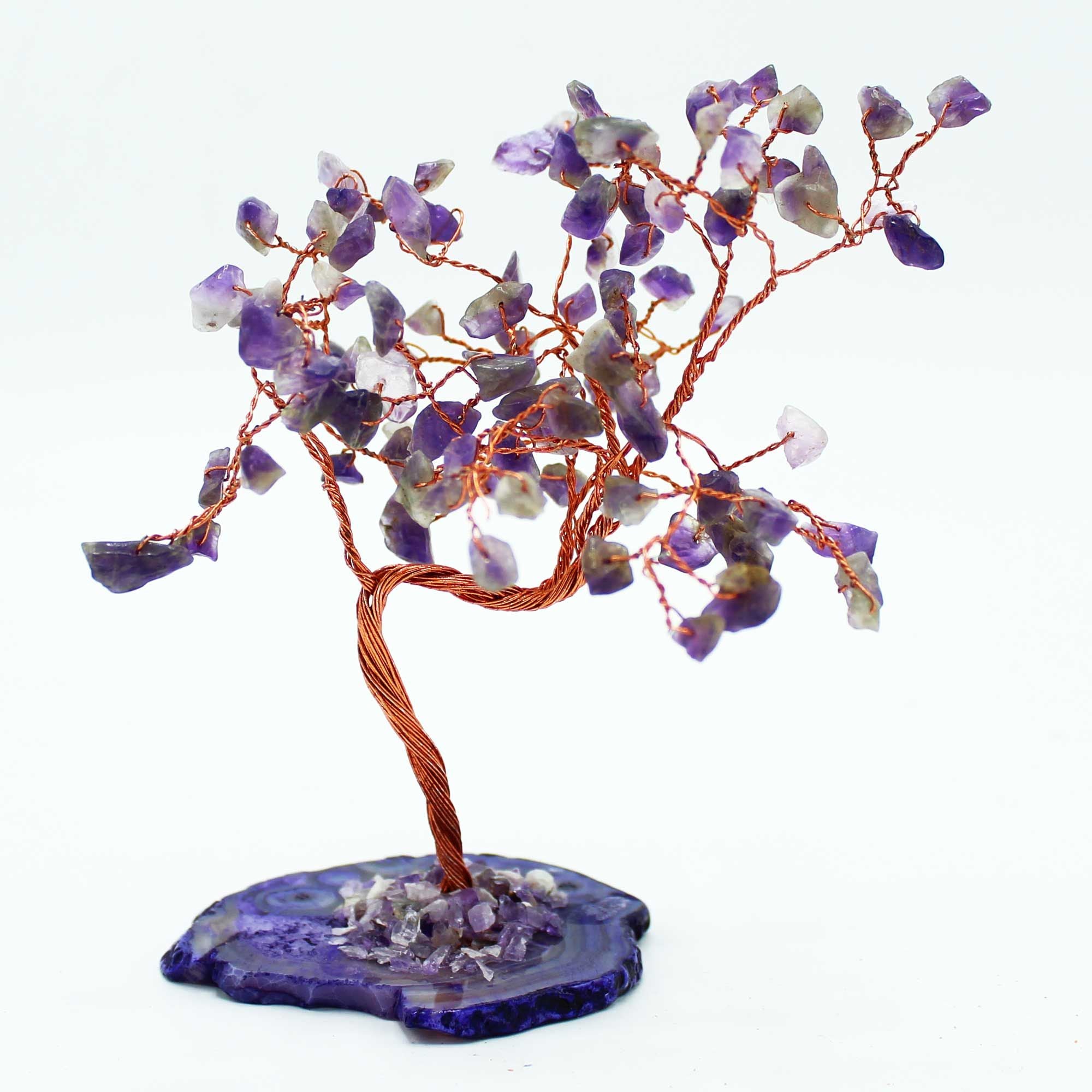 Large Gemstone Tree – Amethyst on Natural Agate Base (100 stones)