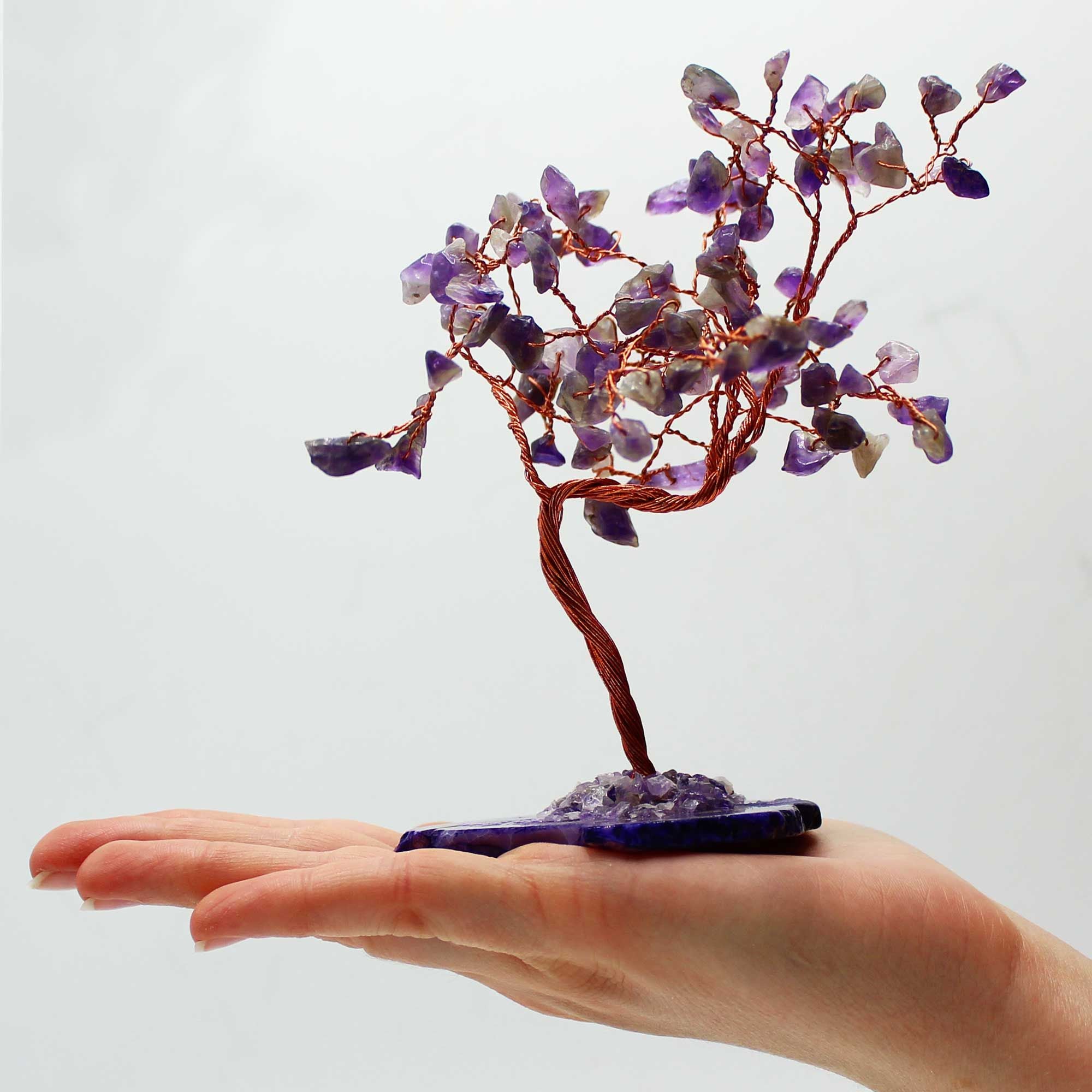 Large Gemstone Tree – Amethyst on Natural Agate Base (100 stones)