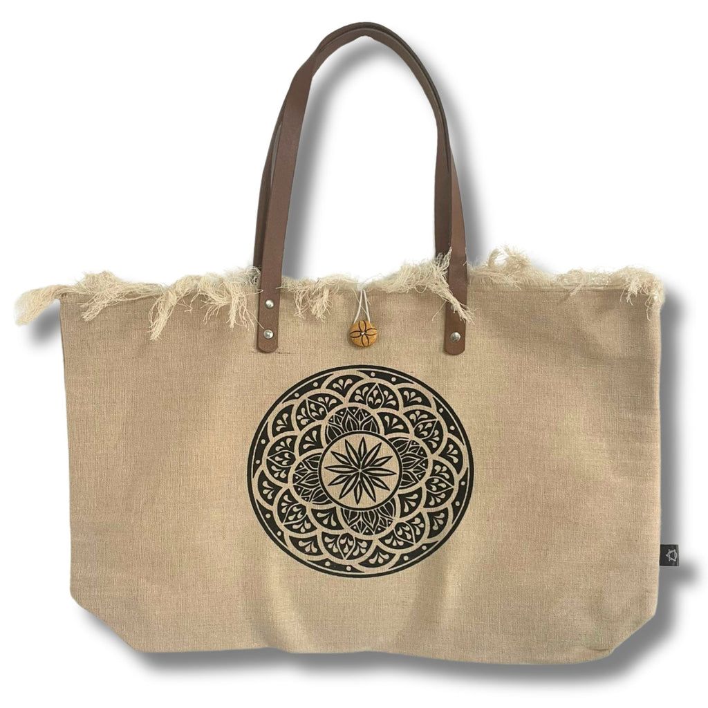 Natural Tote Bag Leather Handle – Mandala