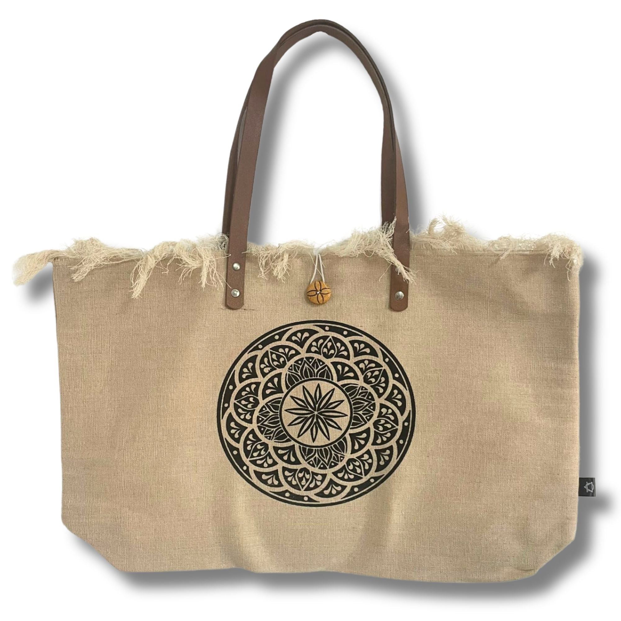 Natural Tote Bag Leather Handle – Mandala