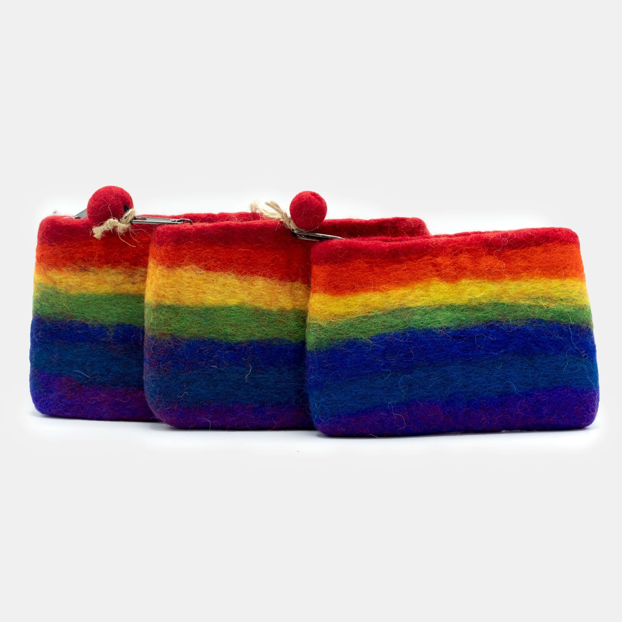 Natural Felt Zipper Pouch (asst) - Rainbow