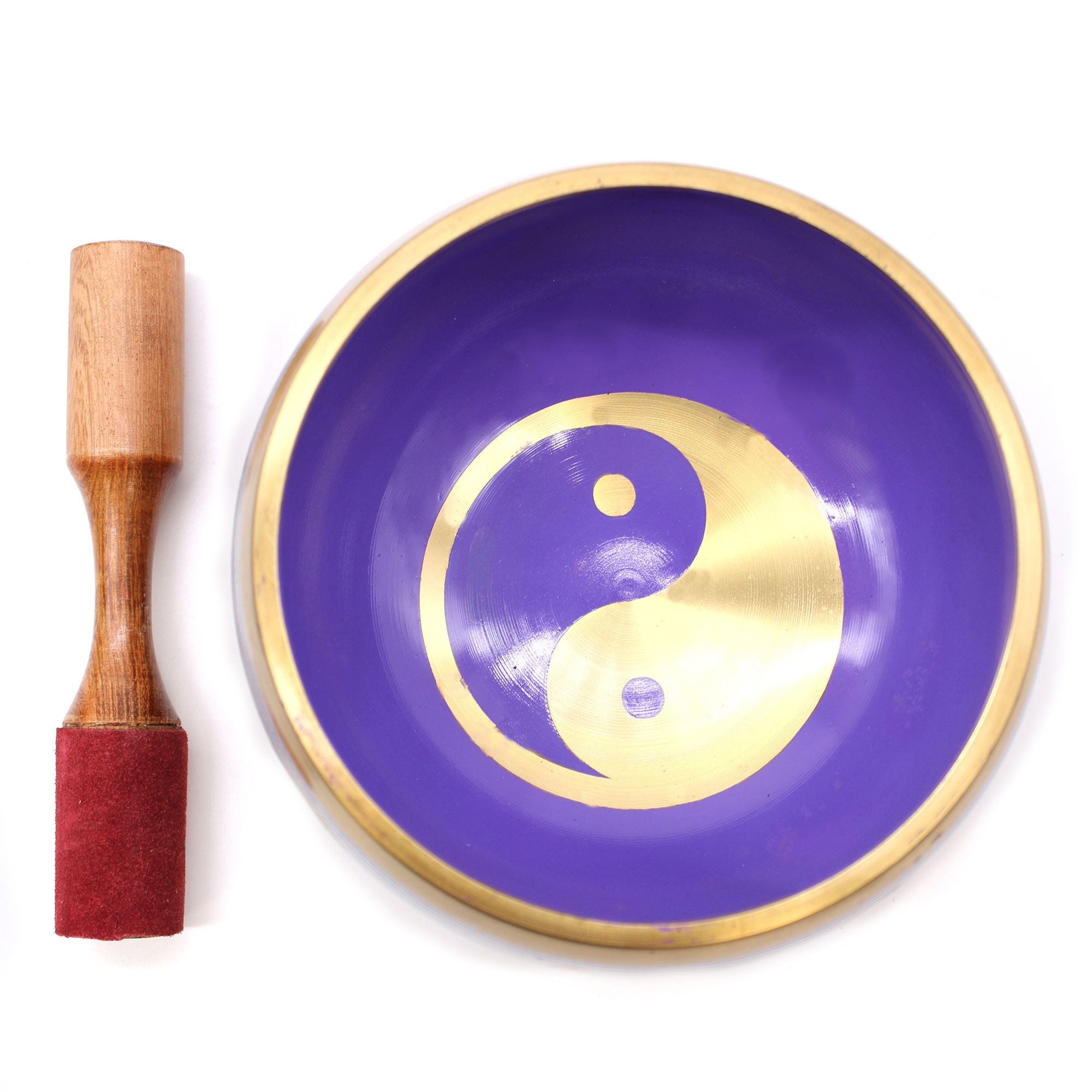 Large Yin & Yang Singing Bowl Set – White/Purple (14cm)