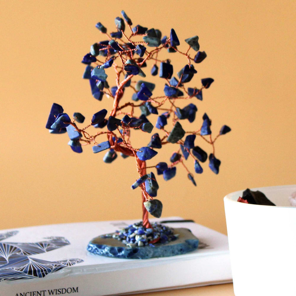 Large Gemstone Tree – Sodalite on Blue Agate Base (100 stones)