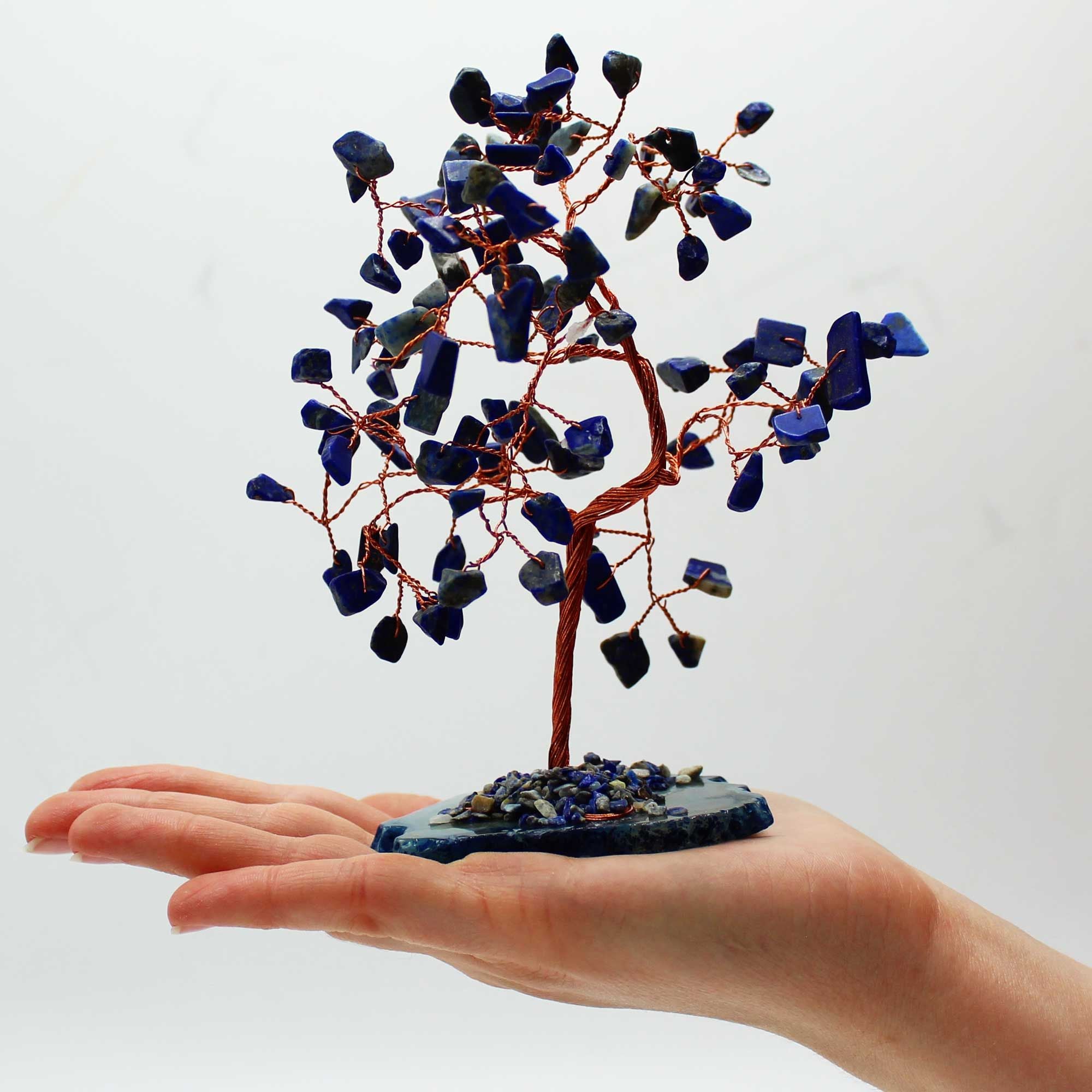 Large Gemstone Tree – Sodalite on Blue Agate Base (100 stones)