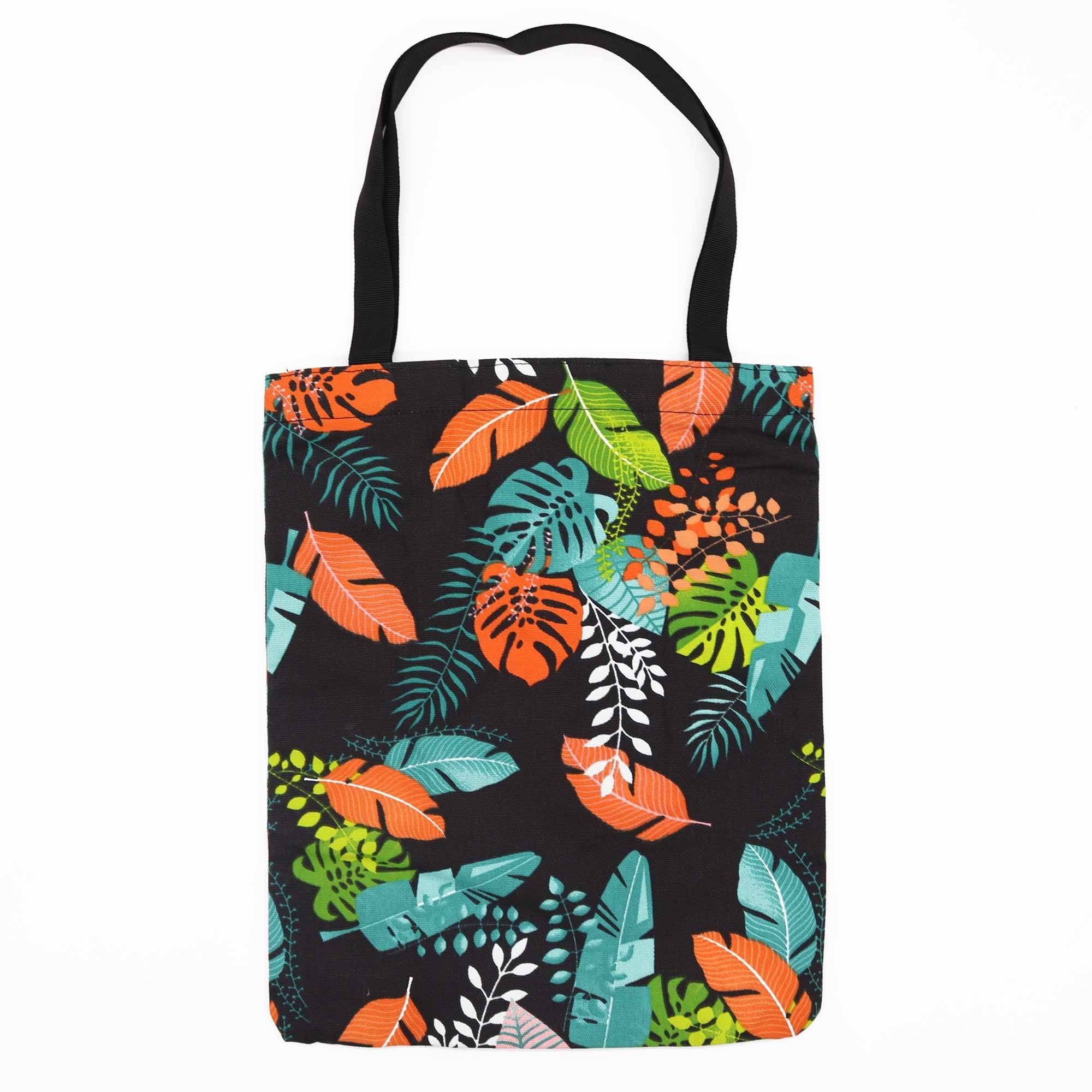 Classic Tote Zipper Bag – Dark Tropical Motif 40x34cm