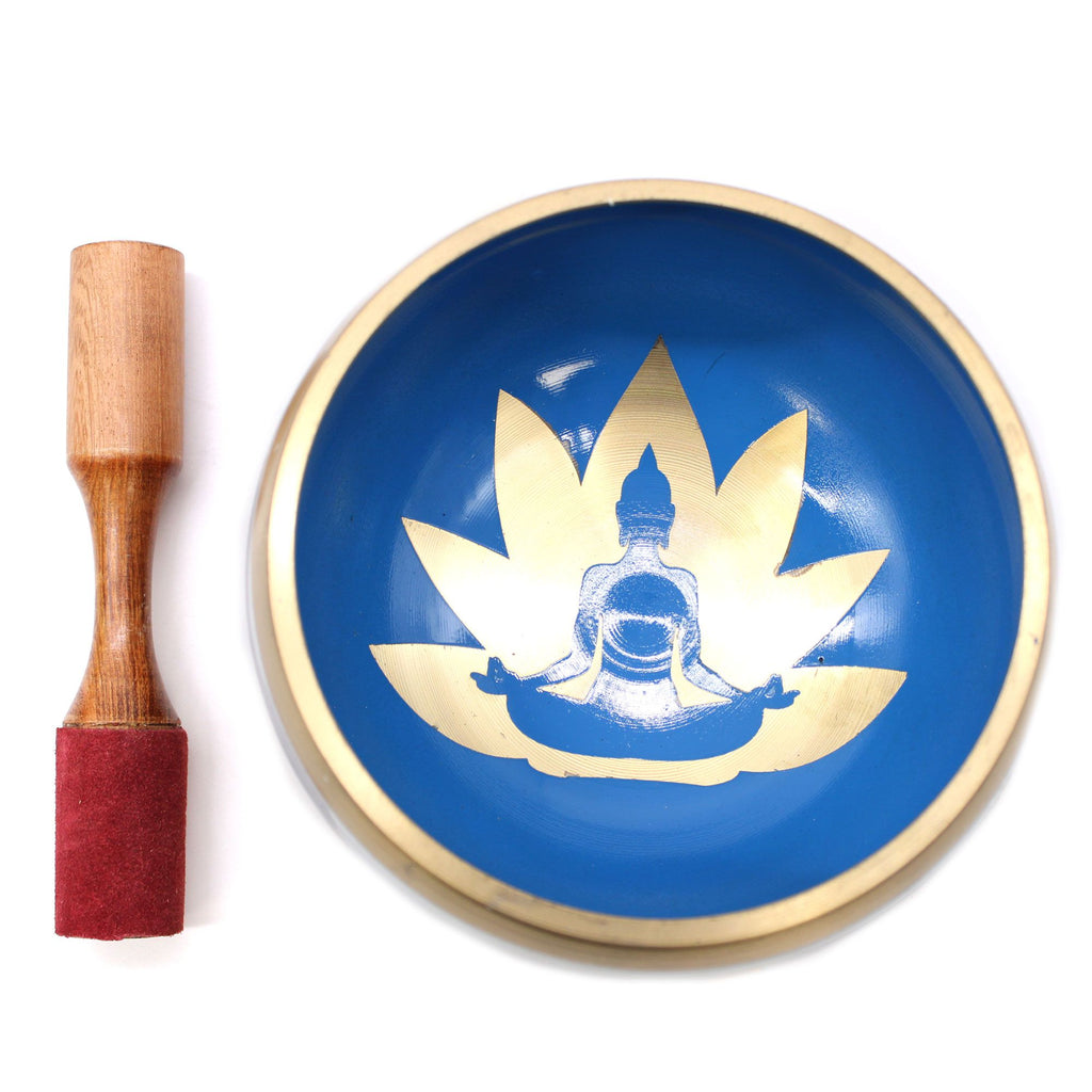 Large Yoga Moves Singing Bowl Set – White/Blue (14cm)