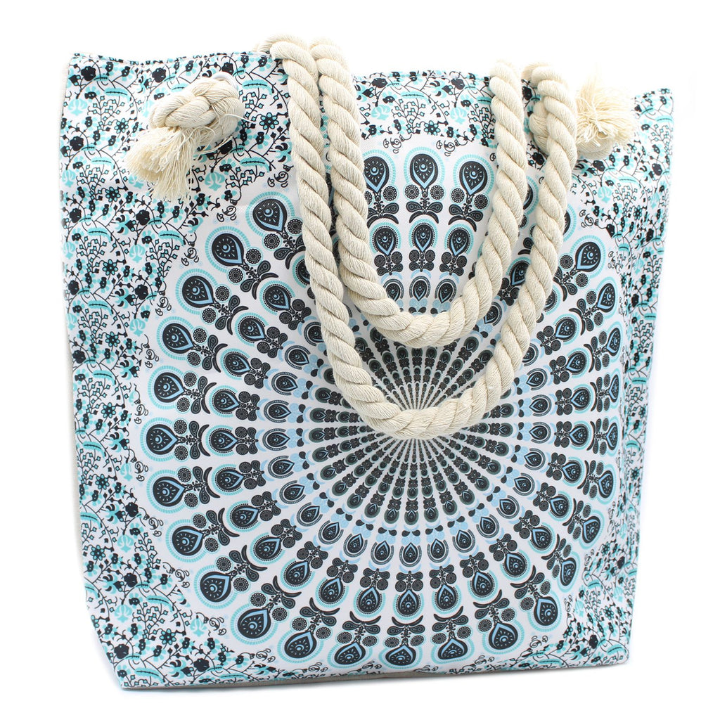 Rope Handle Mandala Bag – Sky Blue