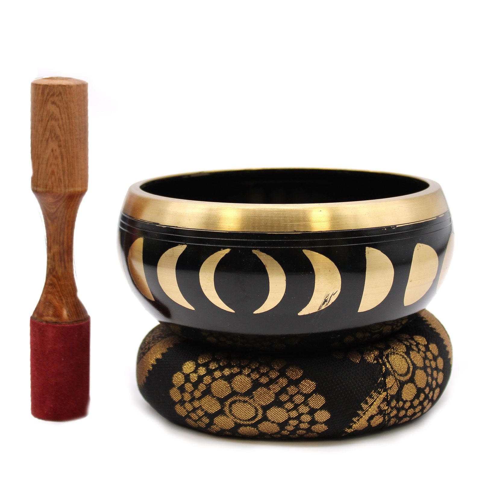 Large Moon Phase Singing Bowl Set – Black (14cm)