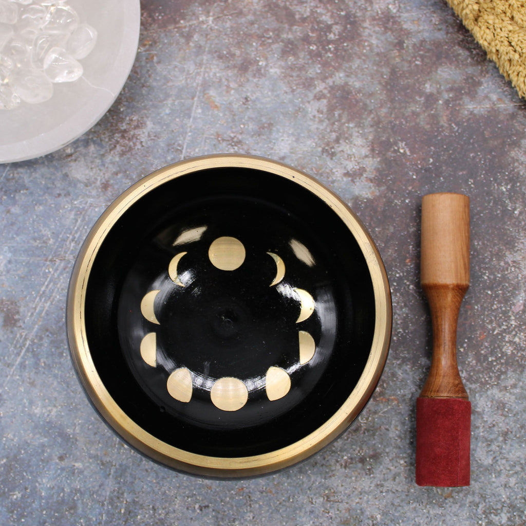 Large Moon Phase Singing Bowl Set – Black (14cm)