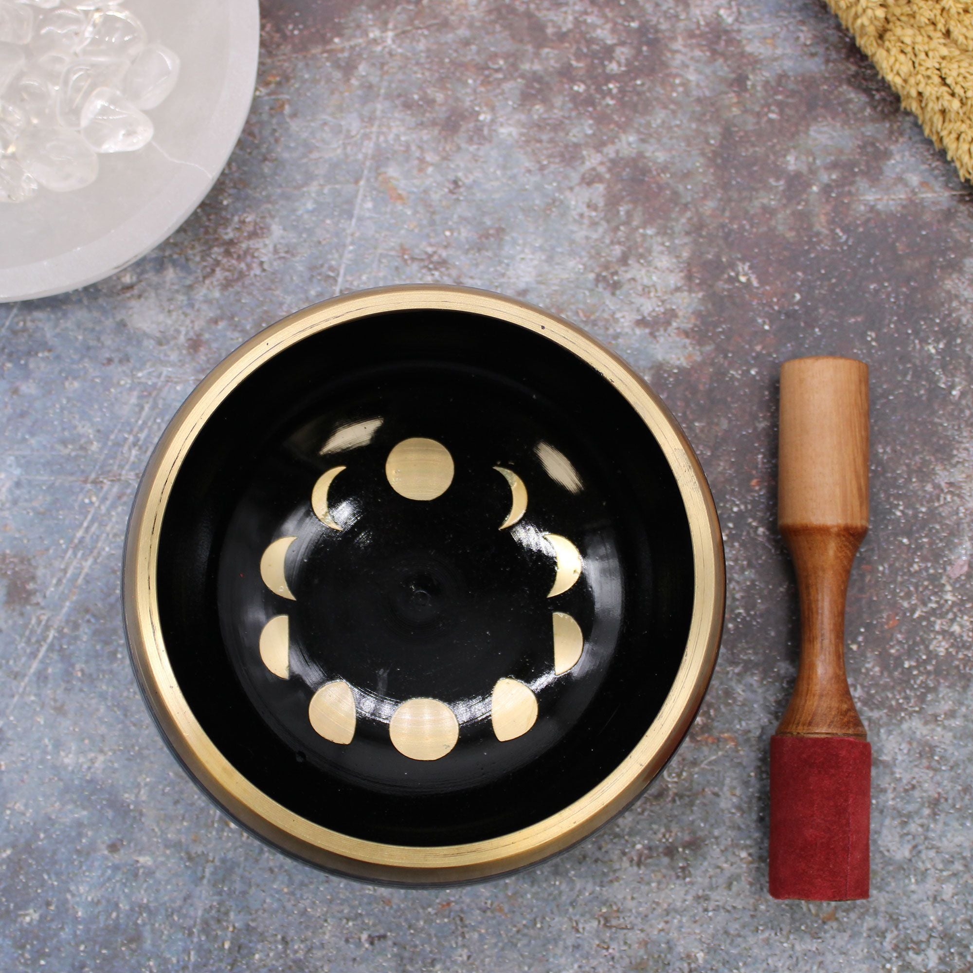 Large Moon Phase Singing Bowl Set – Black (14cm)