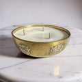 Repurposed Vintage Chinese Brass Bowl Candle - Soft Sandalwood